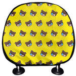 Sleeping Bear Emoji Pattern Print Car Headrest Covers