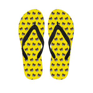 Sleeping Bear Emoji Pattern Print Flip Flops