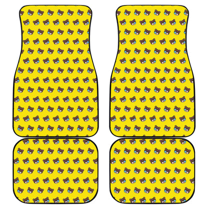 Sleeping Bear Emoji Pattern Print Front and Back Car Floor Mats