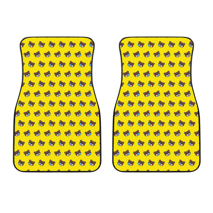 Sleeping Bear Emoji Pattern Print Front Car Floor Mats