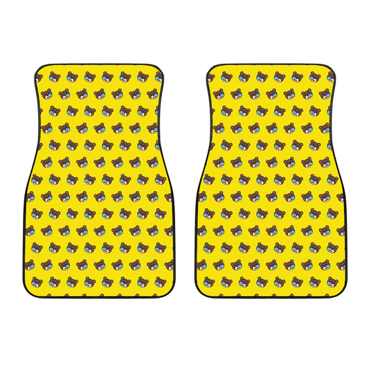 Sleeping Bear Emoji Pattern Print Front Car Floor Mats