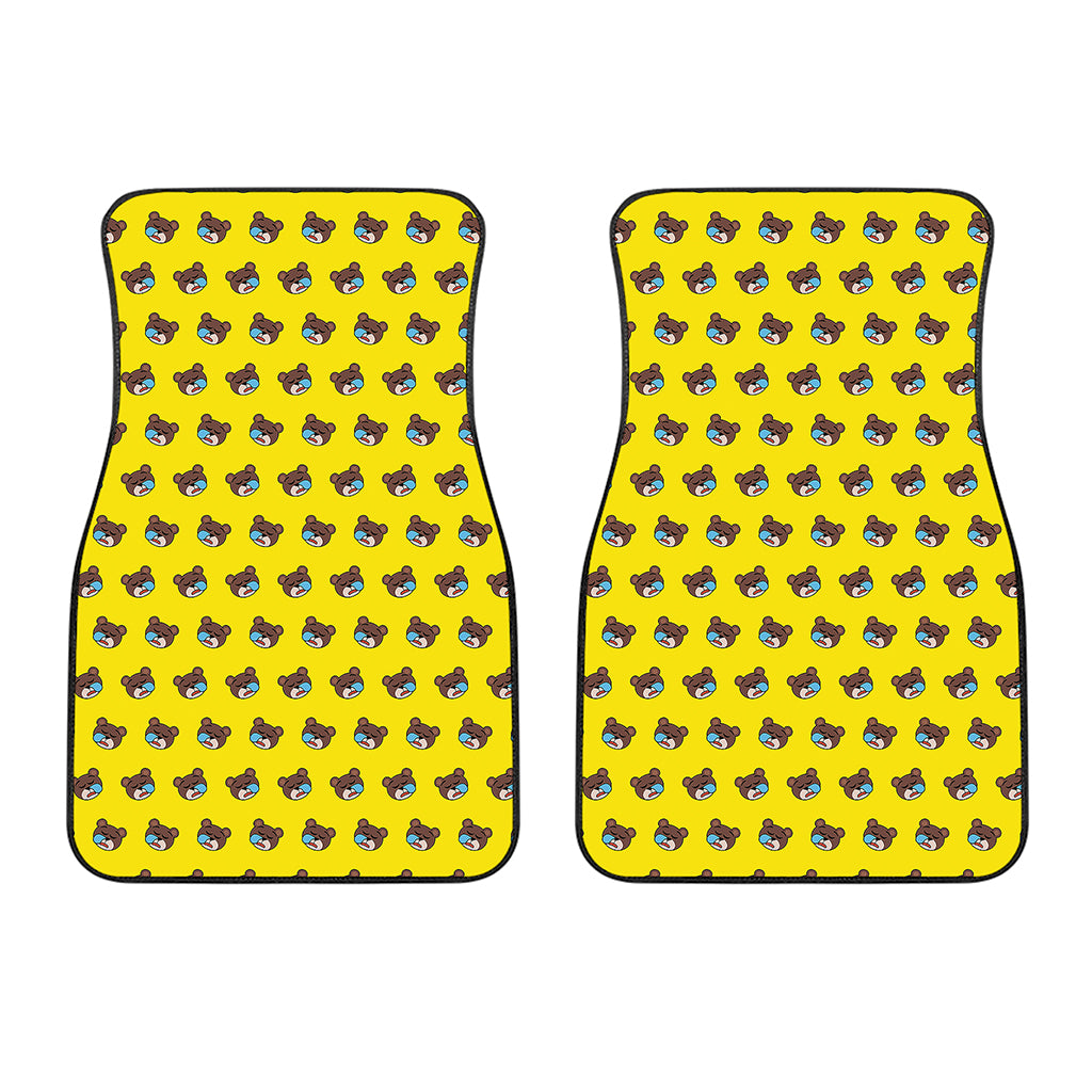 Sleeping Bear Emoji Pattern Print Front Car Floor Mats