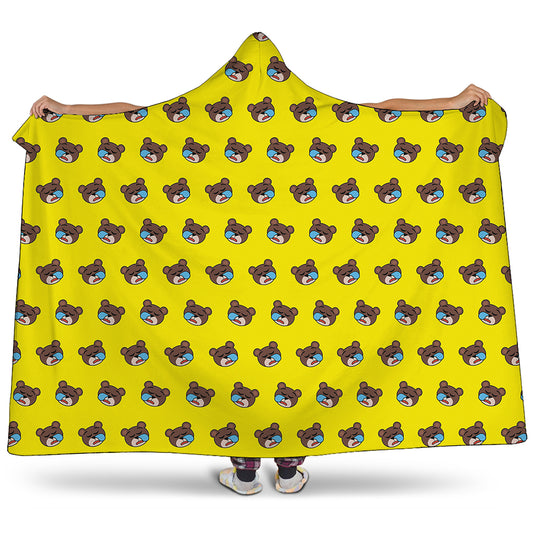 Sleeping Bear Emoji Pattern Print Hooded Blanket