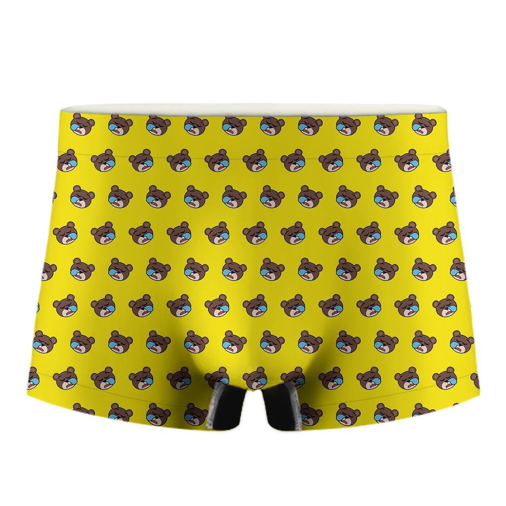 Sleeping Bear Emoji Pattern Print Men's Boxer Briefs