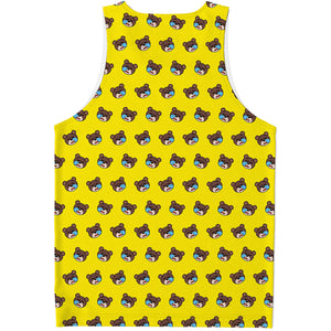 Sleeping Bear Emoji Pattern Print Men's Tank Top