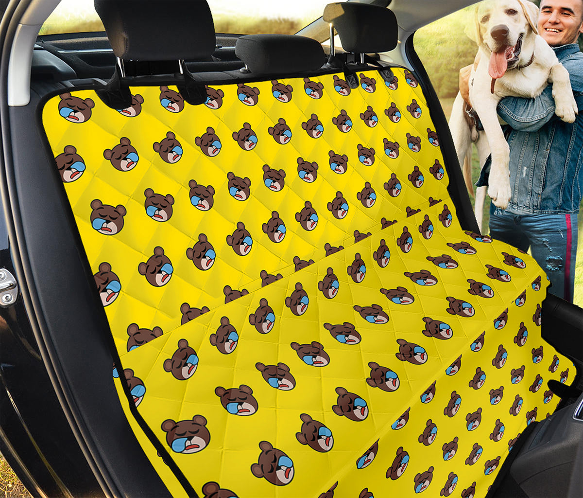 Sleeping Bear Emoji Pattern Print Pet Car Back Seat Cover