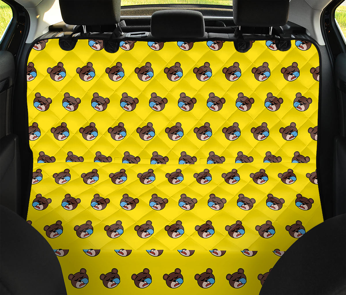 Sleeping Bear Emoji Pattern Print Pet Car Back Seat Cover