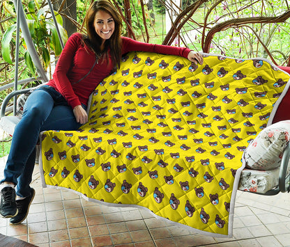 Sleeping Bear Emoji Pattern Print Quilt
