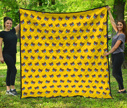Sleeping Bear Emoji Pattern Print Quilt