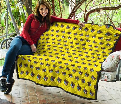Sleeping Bear Emoji Pattern Print Quilt