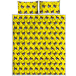 Sleeping Bear Emoji Pattern Print Quilt Bed Set