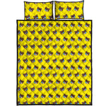 Sleeping Bear Emoji Pattern Print Quilt Bed Set