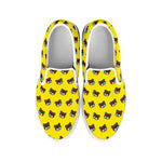 Sleeping Bear Emoji Pattern Print White Slip On Shoes