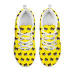 Sleeping Bear Emoji Pattern Print White Sneakers