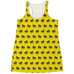 Sleeping Bear Emoji Pattern Print Women's Racerback Tank Top