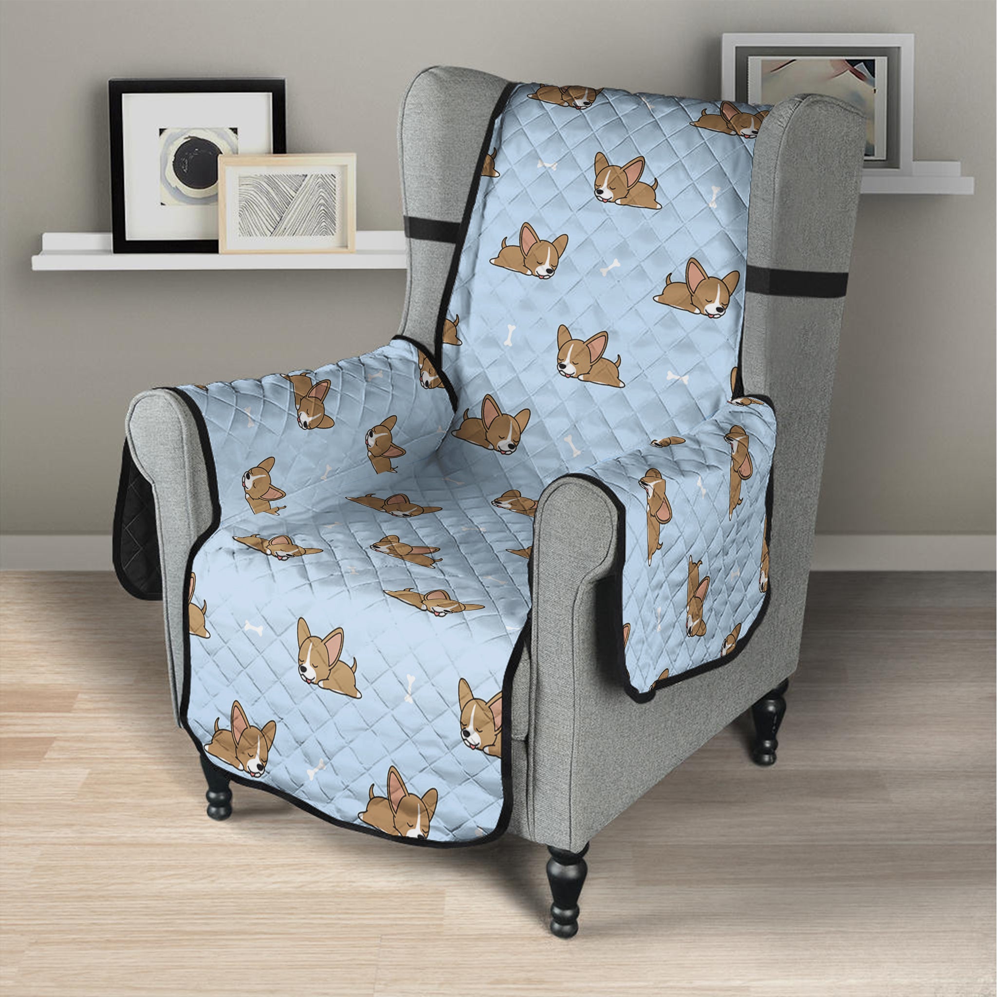 Sleeping Chihuahua Pattern Print Armchair Protector