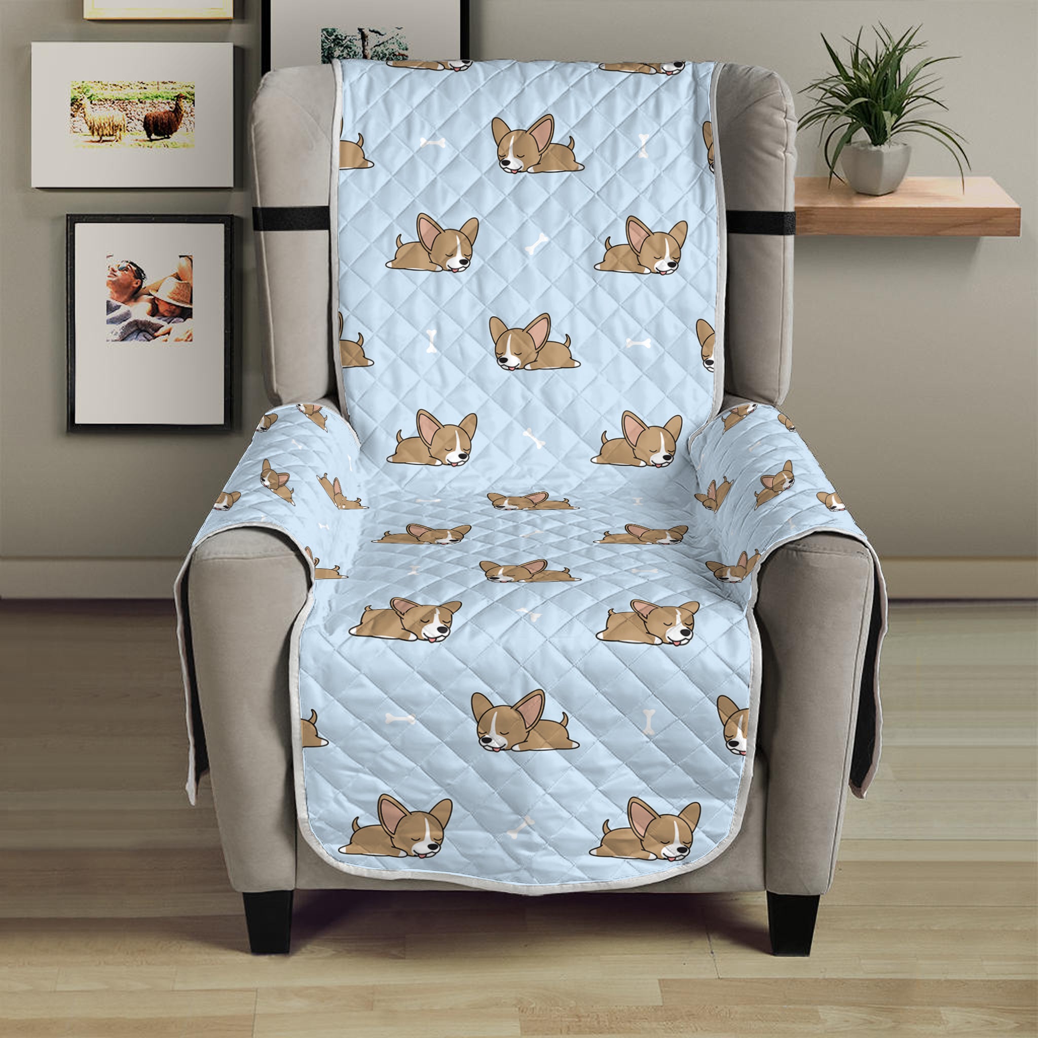 Sleeping Chihuahua Pattern Print Armchair Protector