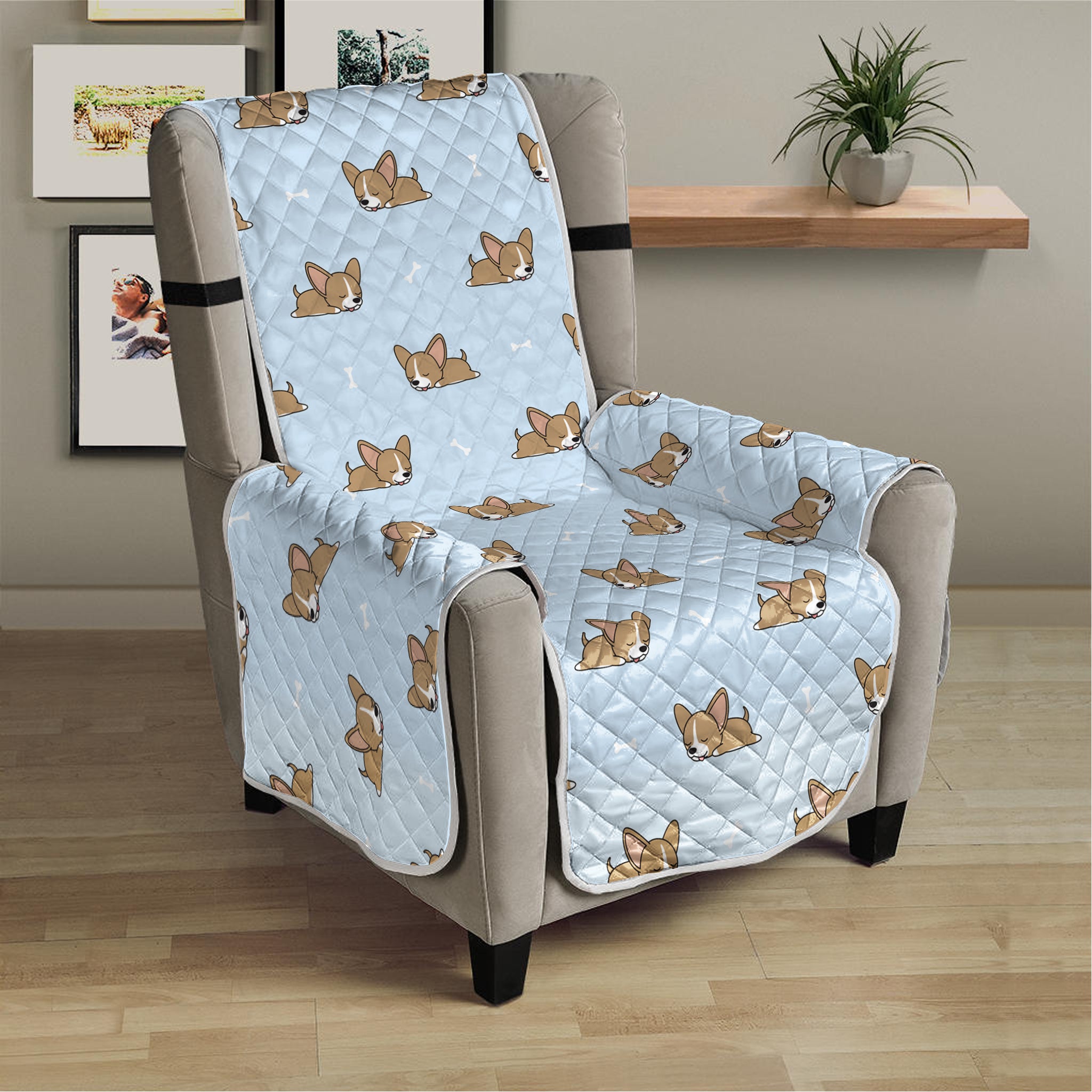 Sleeping Chihuahua Pattern Print Armchair Protector