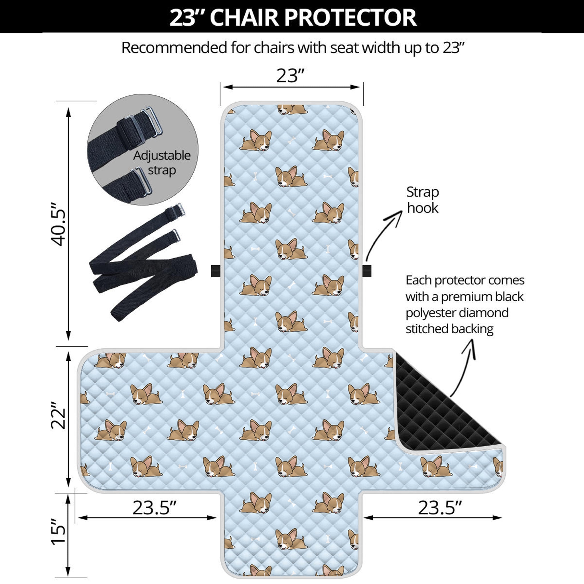 Sleeping Chihuahua Pattern Print Armchair Protector