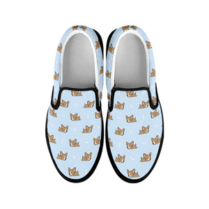 Sleeping Chihuahua Pattern Print Black Slip On Shoes