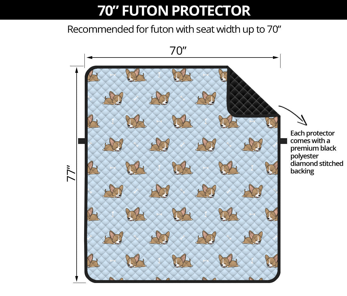 Sleeping Chihuahua Pattern Print Futon Protector