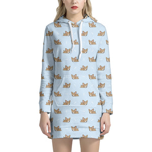 Sleeping Chihuahua Pattern Print Hoodie Dress