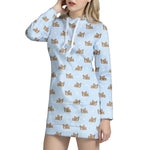 Sleeping Chihuahua Pattern Print Hoodie Dress