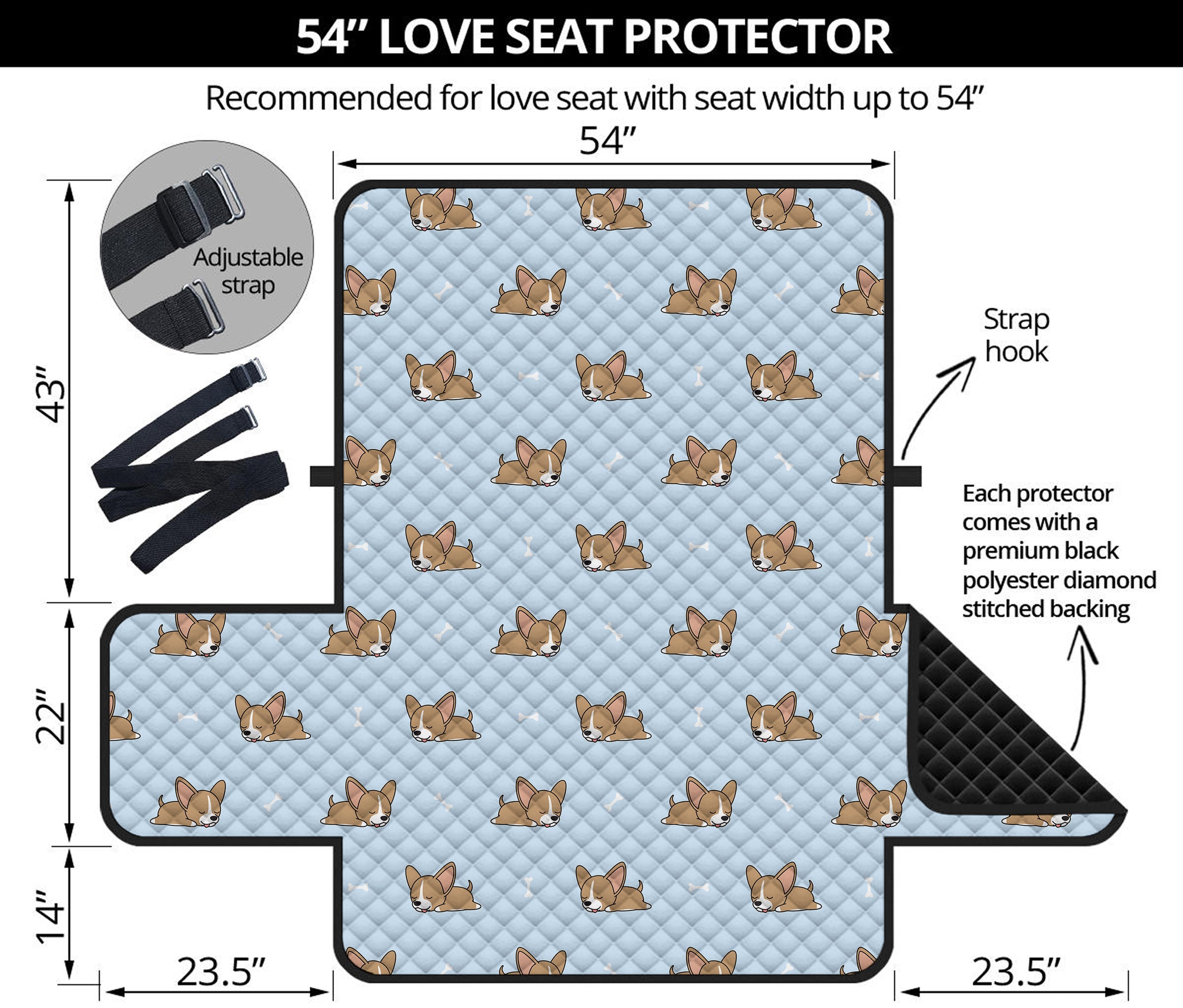 Sleeping Chihuahua Pattern Print Loveseat Protector