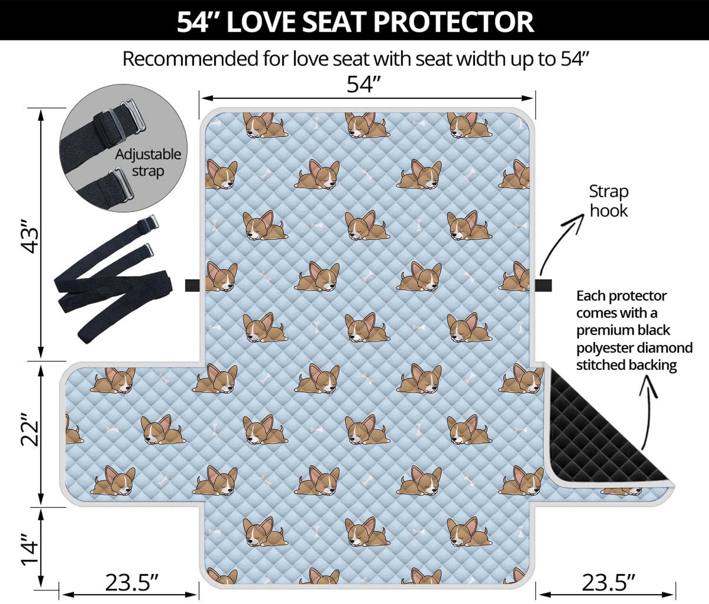 Sleeping Chihuahua Pattern Print Loveseat Protector