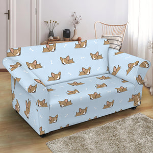 Sleeping Chihuahua Pattern Print Loveseat Slipcover