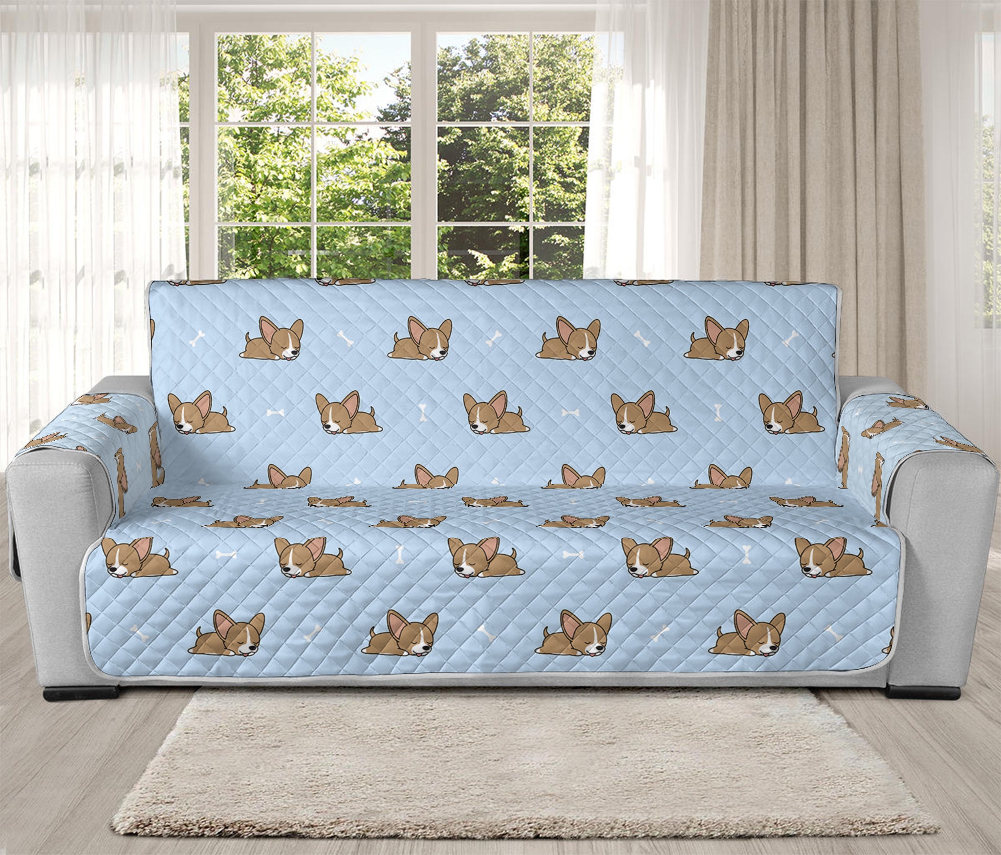 Sleeping Chihuahua Pattern Print Oversized Sofa Protector