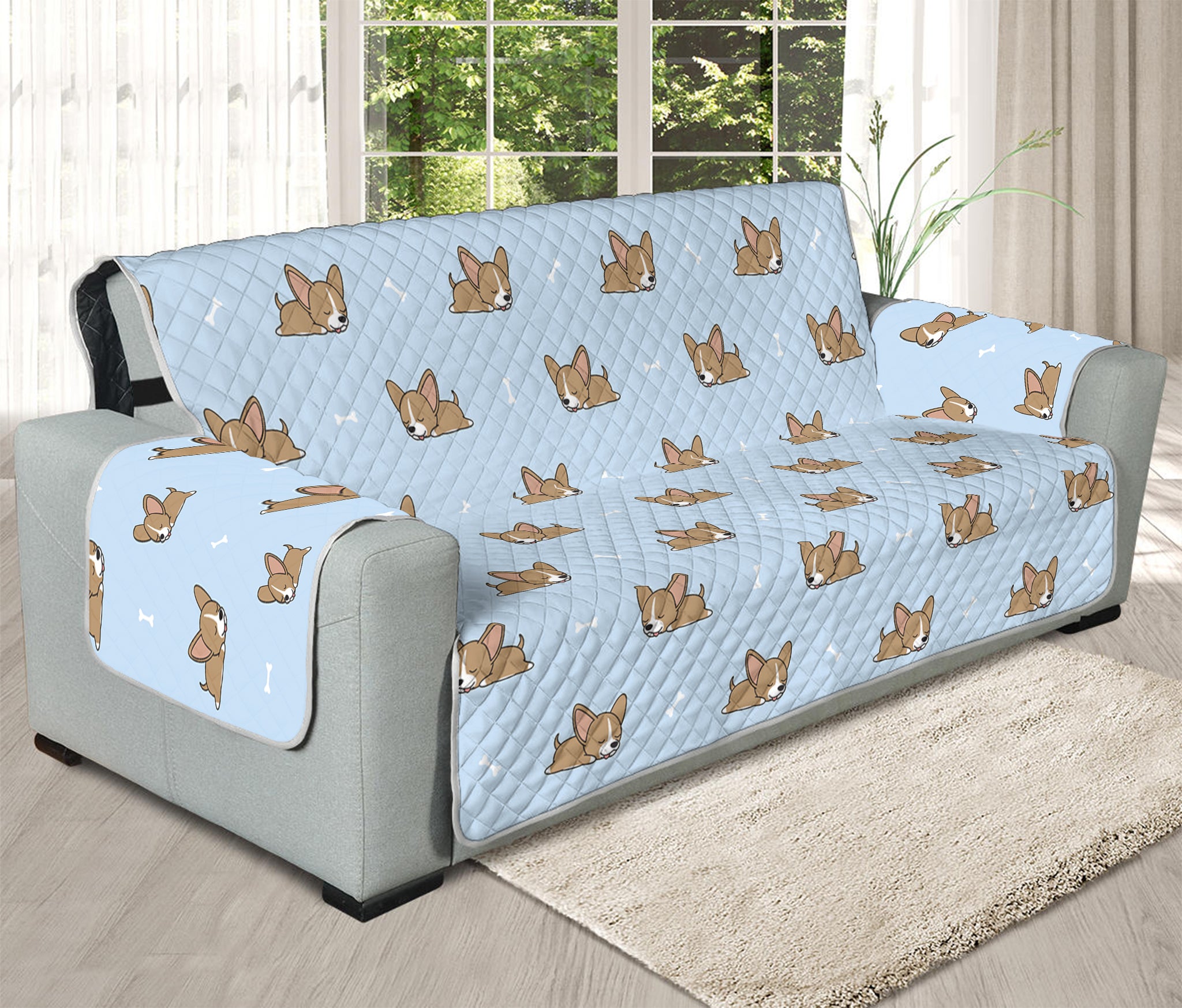 Sleeping Chihuahua Pattern Print Oversized Sofa Protector