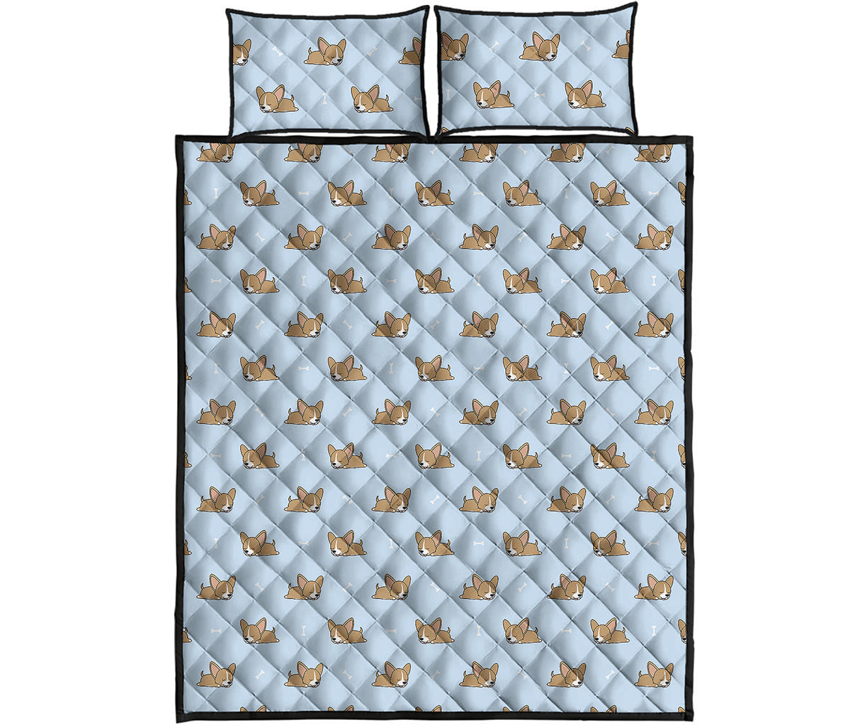 Sleeping Chihuahua Pattern Print Quilt Bed Set