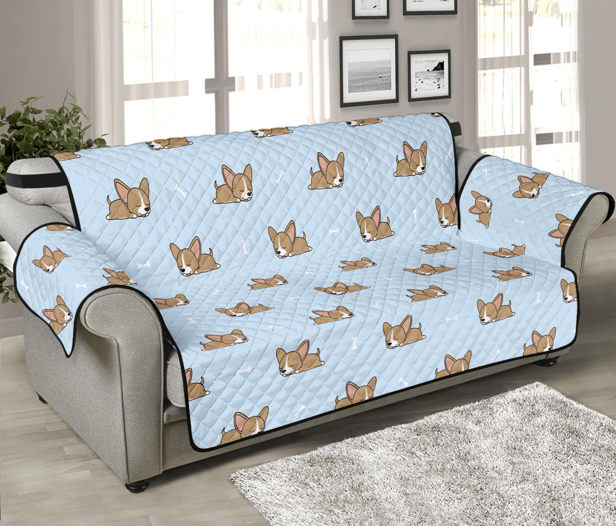 Sleeping Chihuahua Pattern Print Sofa Protector