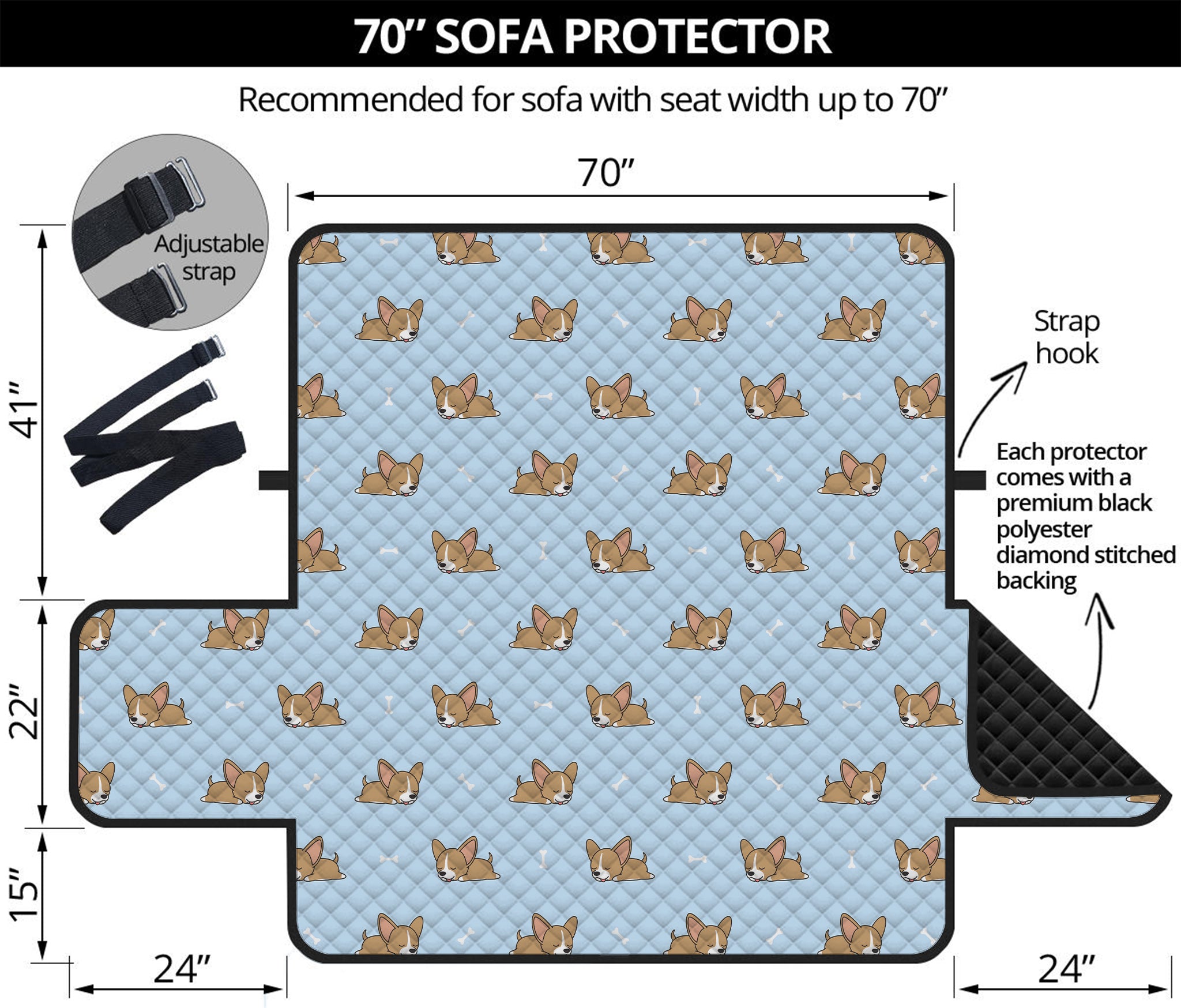 Sleeping Chihuahua Pattern Print Sofa Protector