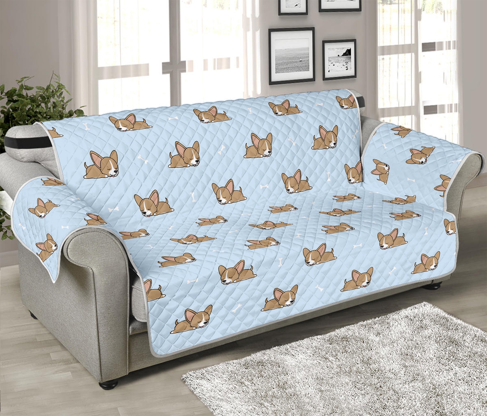 Sleeping Chihuahua Pattern Print Sofa Protector