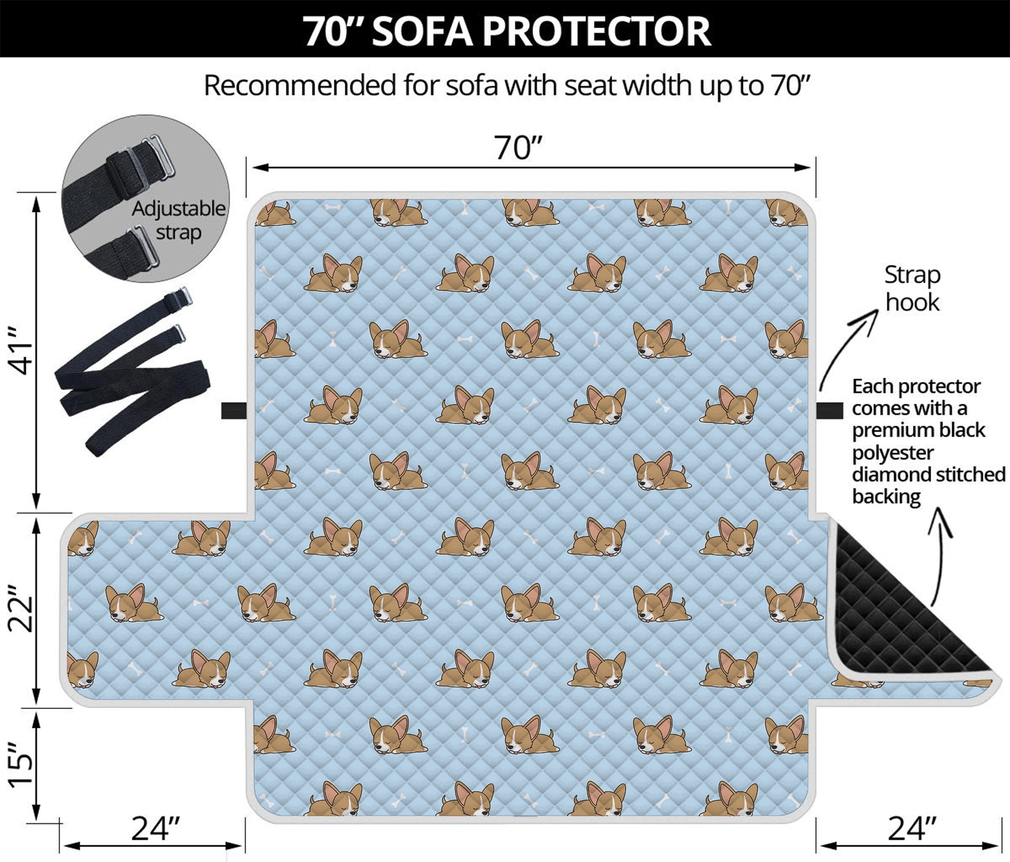 Sleeping Chihuahua Pattern Print Sofa Protector