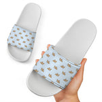 Sleeping Chihuahua Pattern Print White Slide Sandals