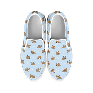 Sleeping Chihuahua Pattern Print White Slip On Shoes