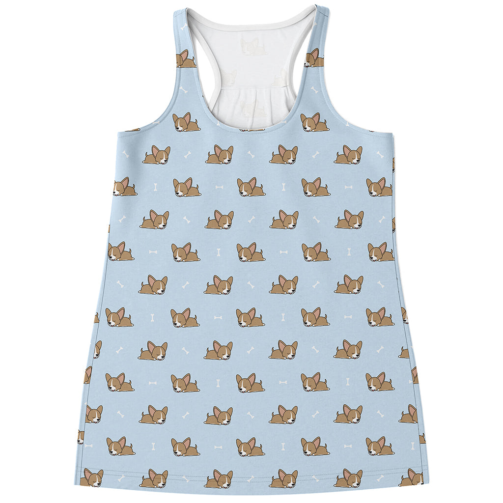 Sleeping Chihuahua Pattern Print Women's Racerback Tank Top