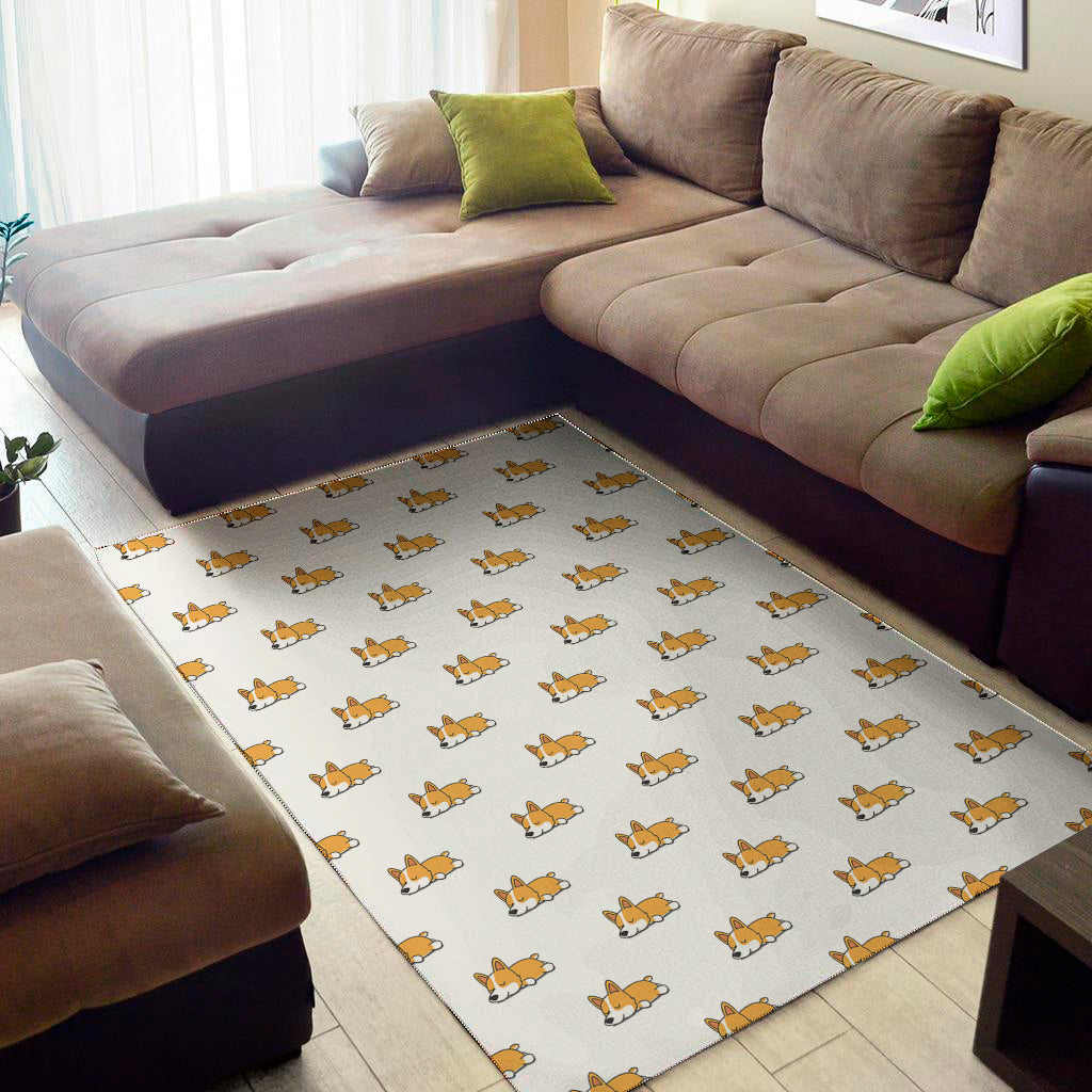 Sleeping Corgi Pattern Print Area Rug