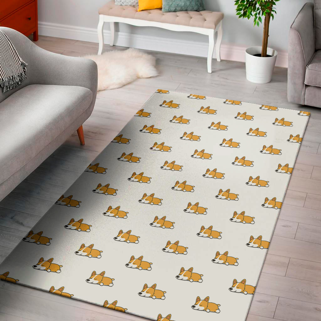 Sleeping Corgi Pattern Print Area Rug