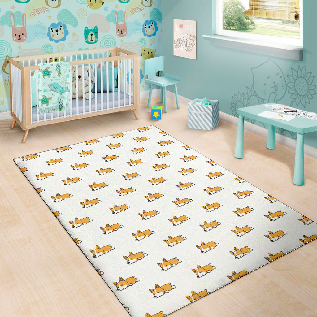 Sleeping Corgi Pattern Print Area Rug