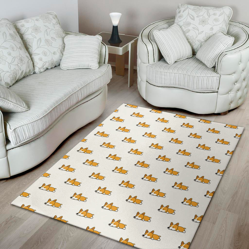 Sleeping Corgi Pattern Print Area Rug