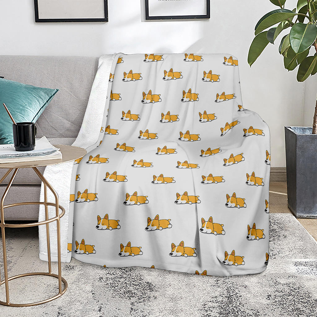 Sleeping Corgi Pattern Print Blanket