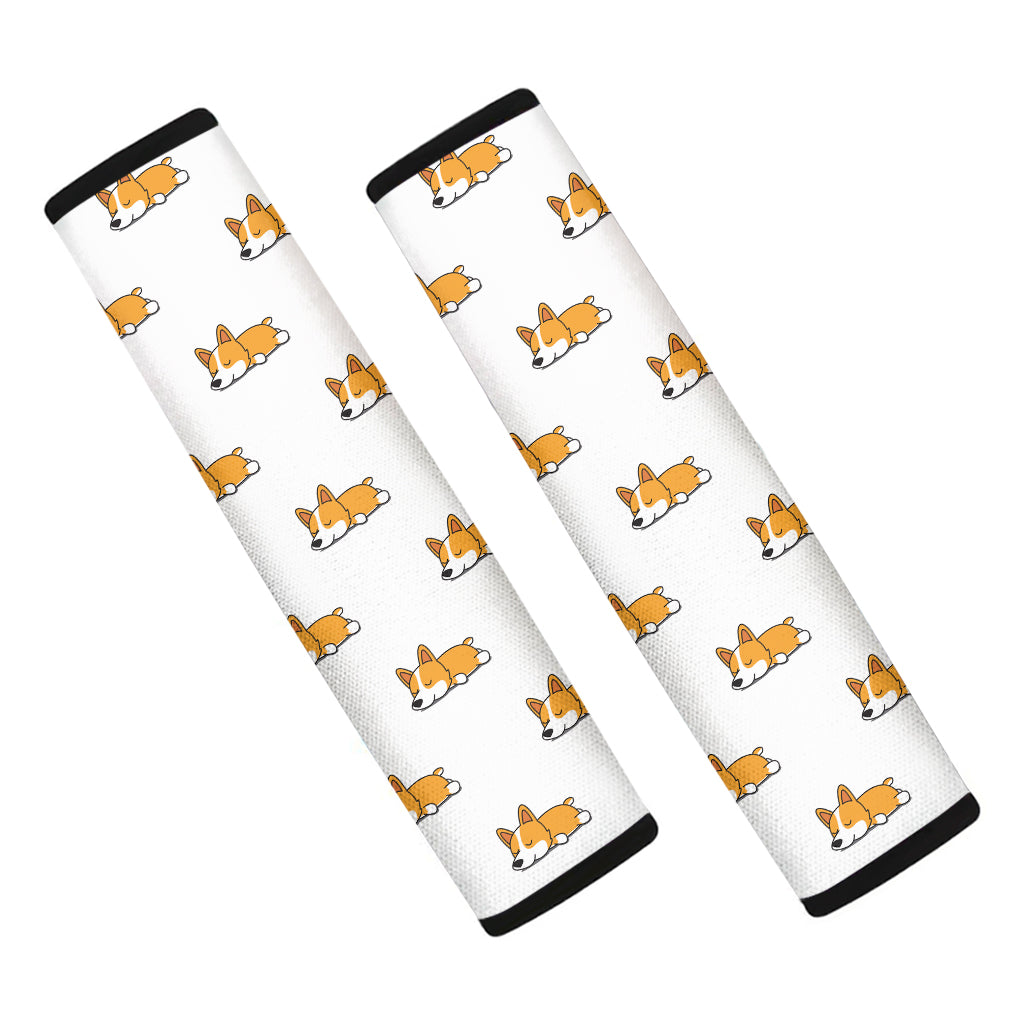 Sleeping Corgi Pattern Print Car Seat Belt Covers