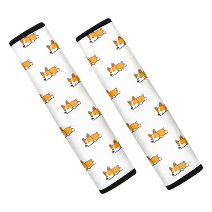 Sleeping Corgi Pattern Print Car Seat Belt Covers