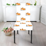 Sleeping Corgi Pattern Print Dining Chair Slipcover