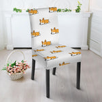 Sleeping Corgi Pattern Print Dining Chair Slipcover