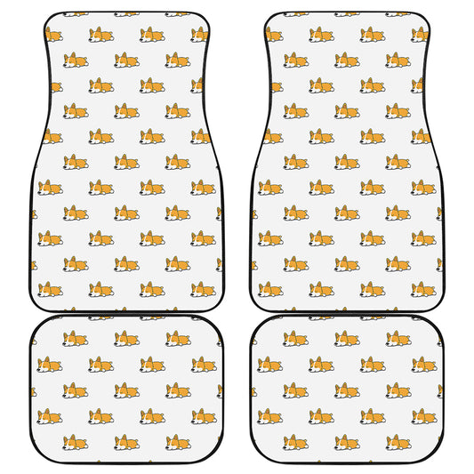 Sleeping Corgi Pattern Print Front and Back Car Floor Mats
